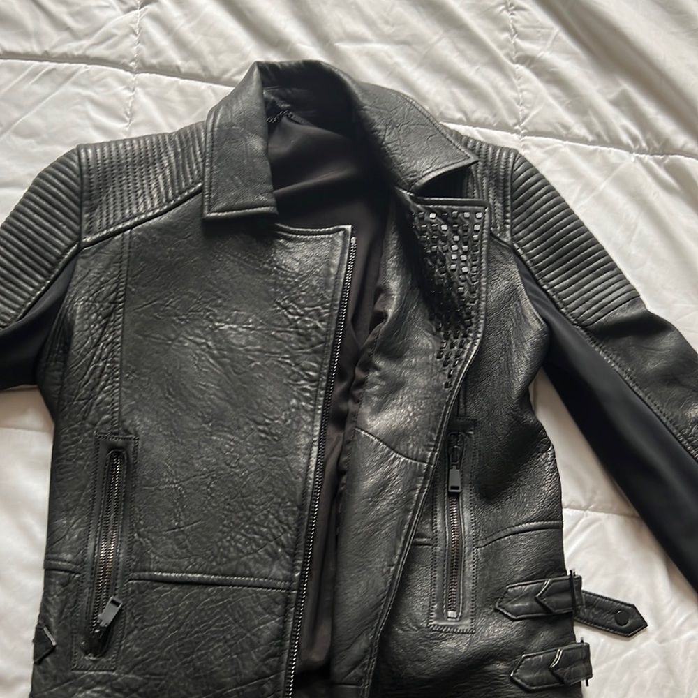 Elie Tahari leather biker jacket
